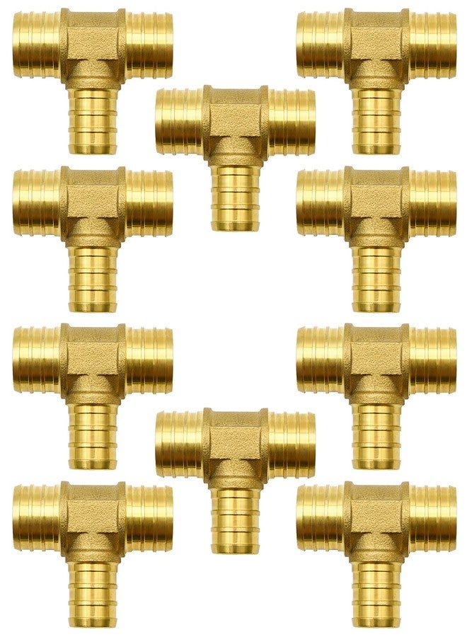 Ruby Q 10 Pack 3/4" PEX Fittings, Brass Tee Fittings, for PEX Tubing Pipe - Image 1